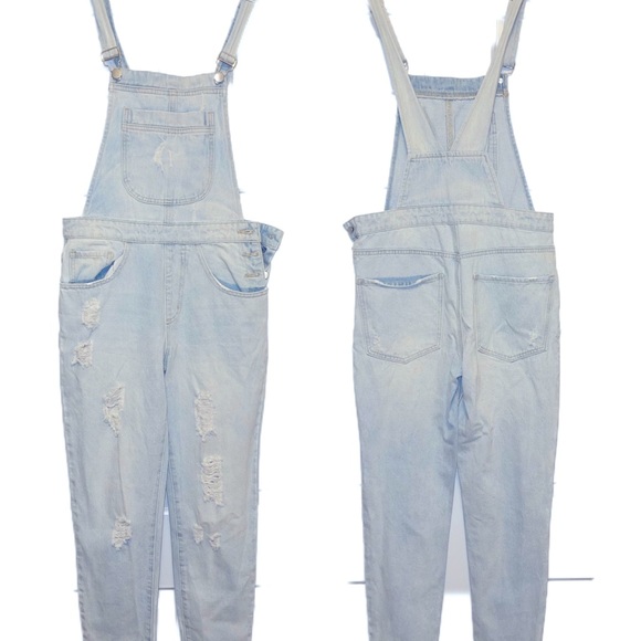 Forever21 Light Wash Overalls - Picture 1 of 2